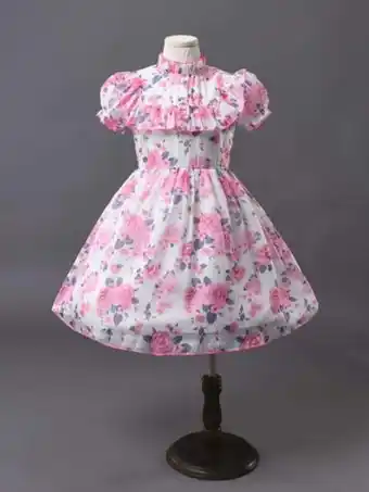 SheIn Fille robe de soirée à imprimé floral à volants manches bouffantes évasé offre