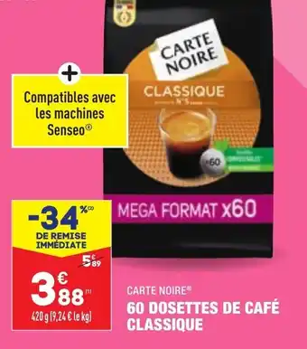 Carte Noire 60 Dosettes de Café Classique