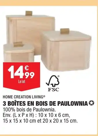 ALDI 3 Boîtes en Bois de Paulownia offre