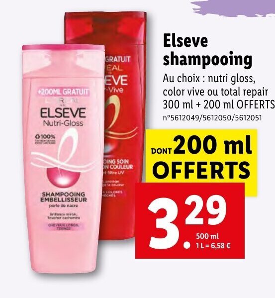 Promo Elseve shampooing chez Lidl