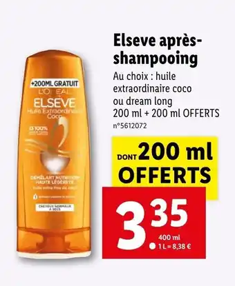 Lidl Elseve après-shampooing offre