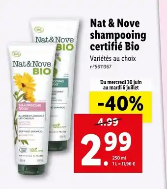 Lidl Nat & nove shampooing certifié bio offre