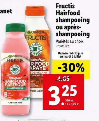 Lidl Fructis hairfood offre