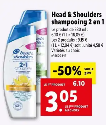 Lidl Head & shoulders shampooing 2 en 1 offre