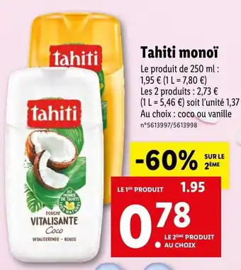 Lidl Tahiti monoï offre