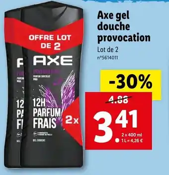 Lidl Axe gel douche provocation offre