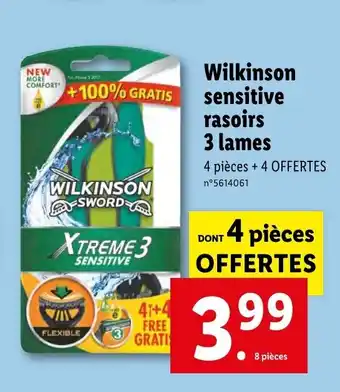 Lidl Wilkinson sensitive rasoirs 3 lames offre