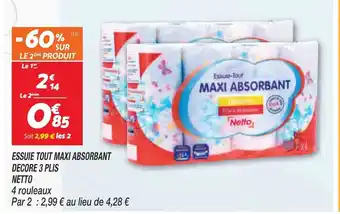 Netto Essuie Tout Maxi Absorbant Decore 3 Plis Netto offre