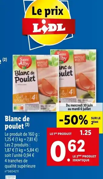 Lidl Blanc de poulet offre