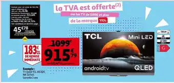 Auchan La tva est offerte sur les tv de 500€ et plus de la marque offre