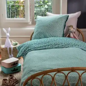 Parure de lit enfant percale de coton imprimée liberty fleurs ondine