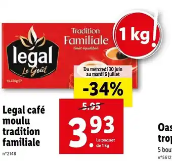 Lidl Legal cafe moulu tradition familiale offre
