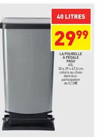 Stokomani La Poubelle à pédale Paso 40L offre
