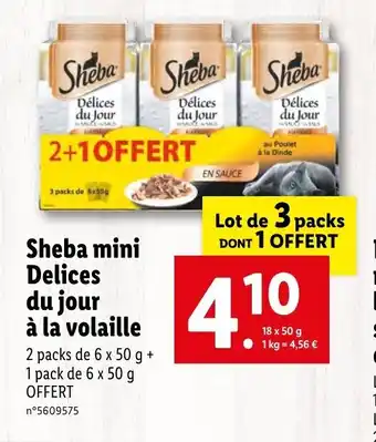 Lidl Sheba mini Delices du jour à la volaille offre