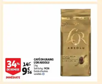 Auchan Supermarché Cafe En Grains l'Or Absolu offre