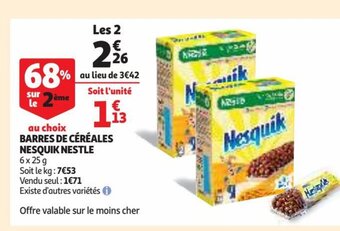 Auchan Supermarché Barres de Céréales Nesquik Nestle offre