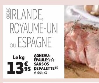 Auchan Supermarché Agneau épaule Sans os de Palette offre