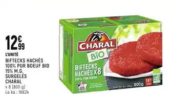 Spar Charal biftecks hachés 100% pur boeuf bio 15% m.g. surgelés offre