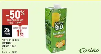 Spar Casino 100% pur jus orange bio offre