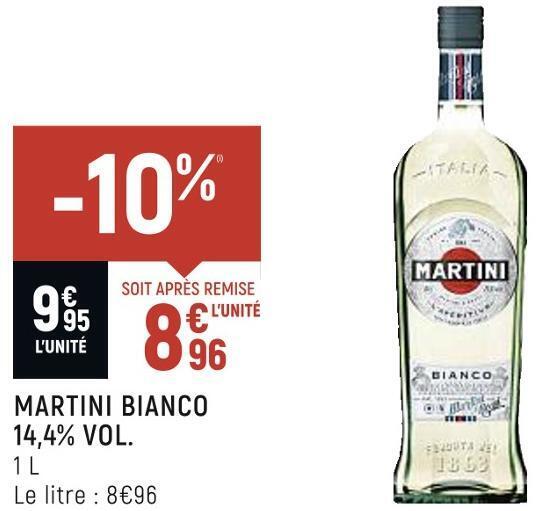 Promo Martini bianco martini bianco 14,4 vol. chez Petit Casino