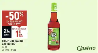 Spar Casino sirop grenadine bio offre