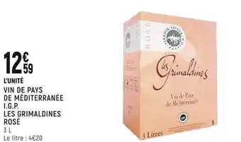 Spar Les grimaldines vin de pays de méditerranée i.g.p. rosé offre