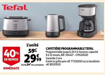 Auchan Cafetière programmable tefal offre