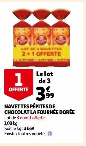 Navettes pépites de chocolat la fournée dorée