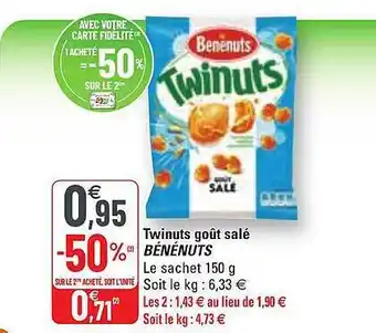 G20 Twinuts goût salé bénénuts offre