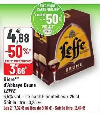 G20 Bière d'abbaye brune leffe offre