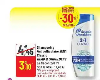 G20 Shampooing antipelliculaire 2 en 1 classic head & shoulders offre