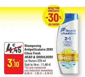 G20 Shampooing antipelliculaire 2 en 1 citrus fresh head & shoulders offre
