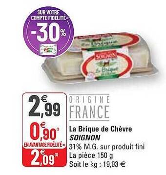 G20 La brique de chèvre soignon offre