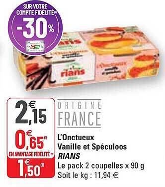 G20 L'onctueux vanille et spéculoos rians offre