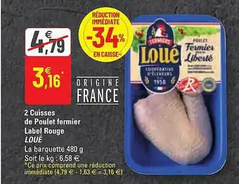 G20 2 cuisses de poulet fermier label rouge loué offre
