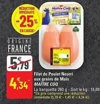G20 Filet de poulet nourri aux grains de maïs maître coq offre