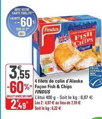 G20 4 filets de colin d'alaska façon fish & chips findus offre
