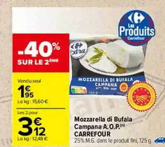 Carrefour Mozzarella Di Bufala Campana A.o.p. Carrefour offre