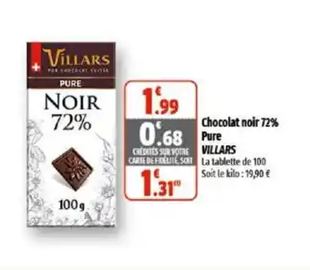 Chocolat noir 72% pure VILLARS