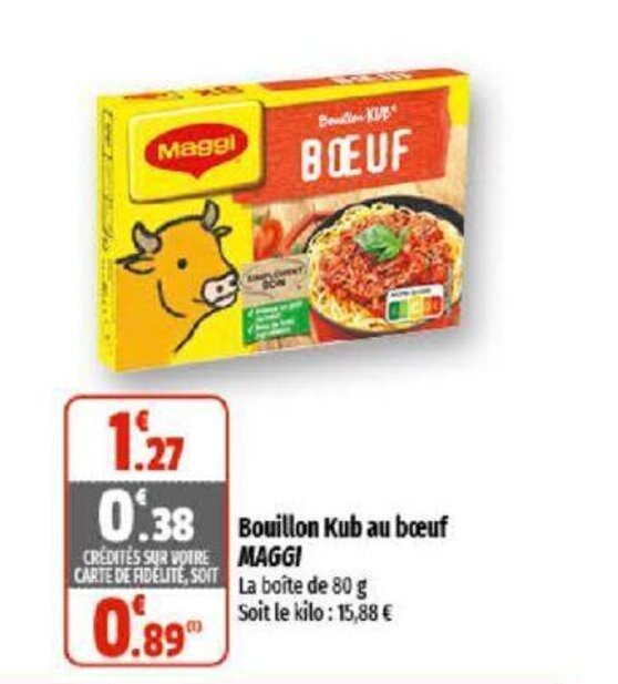 Promo Bouillon kub au bœuf MAGGI chez Coccinelle Supermarché