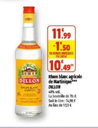 Coccinelle Supermarché Rhum blanc agricole de martinique DILLON offre