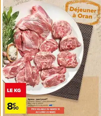 Carrefour Agneau : Quart Avant offre