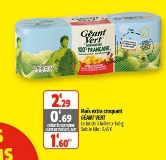 Coccinelle Supermarché Maïs extra croquant GÉANT VERT offre