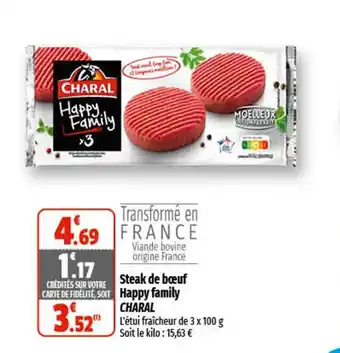 Coccimarket Steak de bœuf happy family CHARAL offre