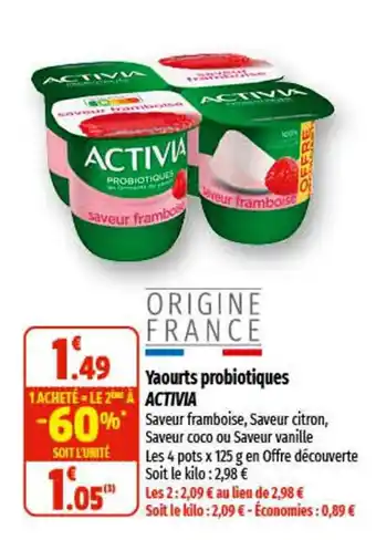 Coccimarket Yaourts probiotiques ACTIVIA offre
