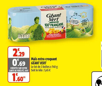 Coccimarket Maïs extra croquant GÉANT VERT offre