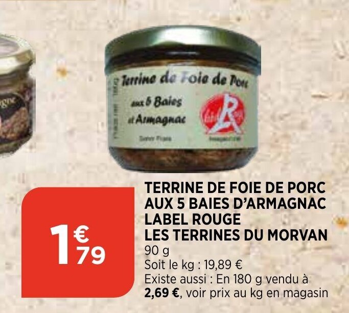 Promo Terrine de foie de porc aux 5 baies d'armagnac label rouge les