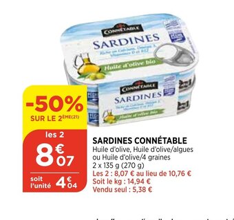 Bi1 Sardines CONNÉTABLE offre