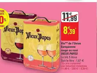 G20 Vin de l'union européenne rouge ou rosé vieux papes offre