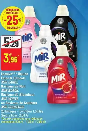 G20 Lessive liquide laine & délicats mir laine, raviveur de noir mir black, raviveur de blancheur mir white ou raviveur de couleu offre